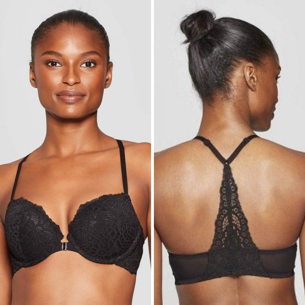 Auden Women's Racerback Push Up Black Bra